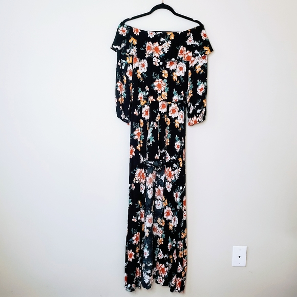 Entro | Black Floral Romper Maxi Skirt - Picture 7 of 8